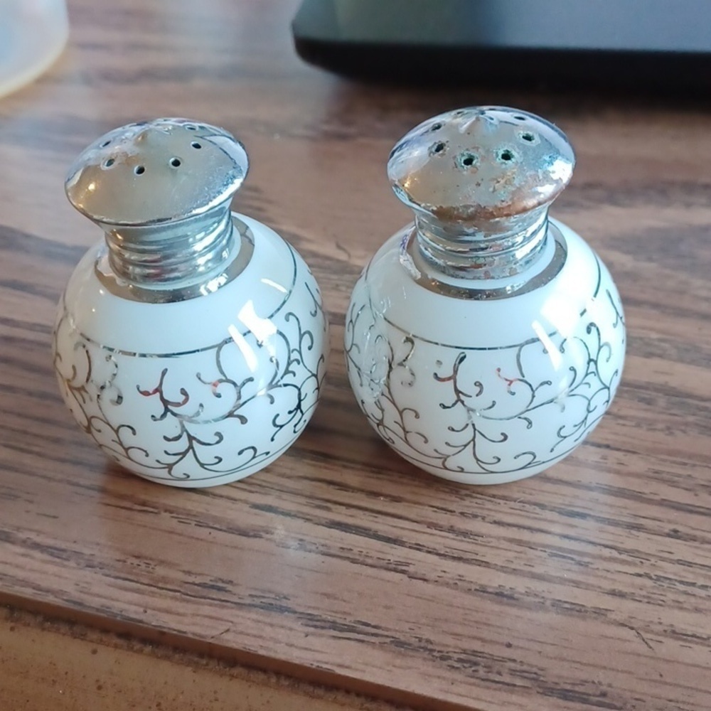 Vintage Hand Painted Irice Salt & Pepper Shakers, Czech, Made in Czechoslovakia